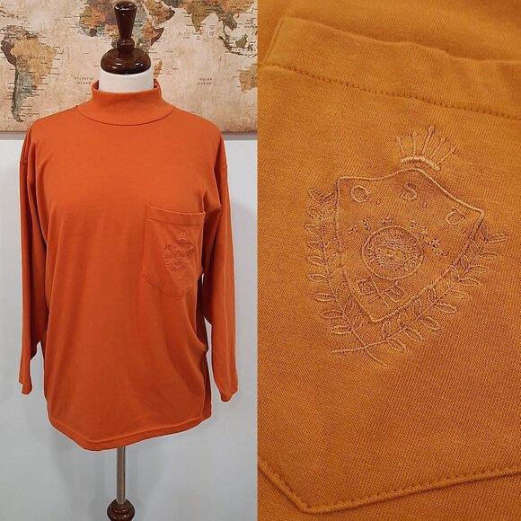 Vtg 70s orange turtleneck sweater - One Step Up brand - Picture 1 of 9